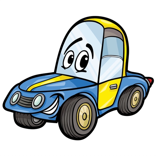 Car Theme Blue and Yellow Car Transparent Sticker